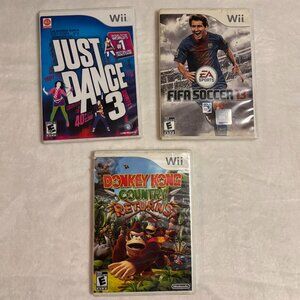 Wii Lot Of 3 Games Just Dance 3 - Donkey Kong Country Returns - Fifa Soccer 13